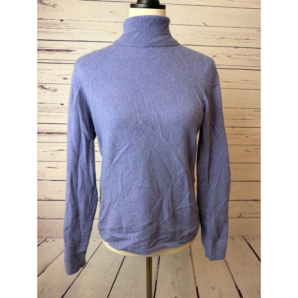 Charter Club Turtleneck Sweater Medium Purple 100% Cashmere 2-Ply Knit Pullover